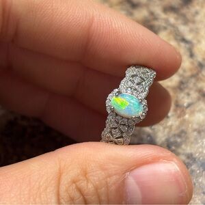 Elegant Silver Opal Ring